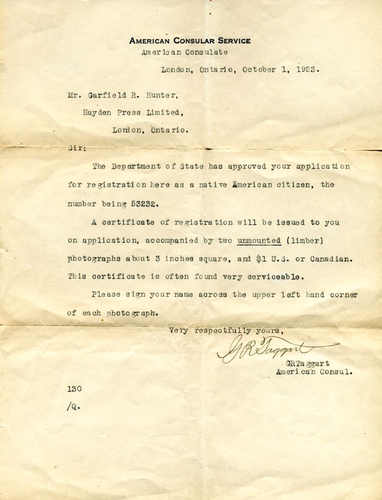 HUNTER_Garfield_application_1923